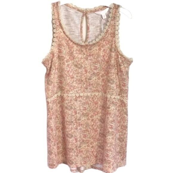 Lauren Conrad Sleeveless Floral Tank Top peach pink flowers boho Women’s small - Picture 1 of 11